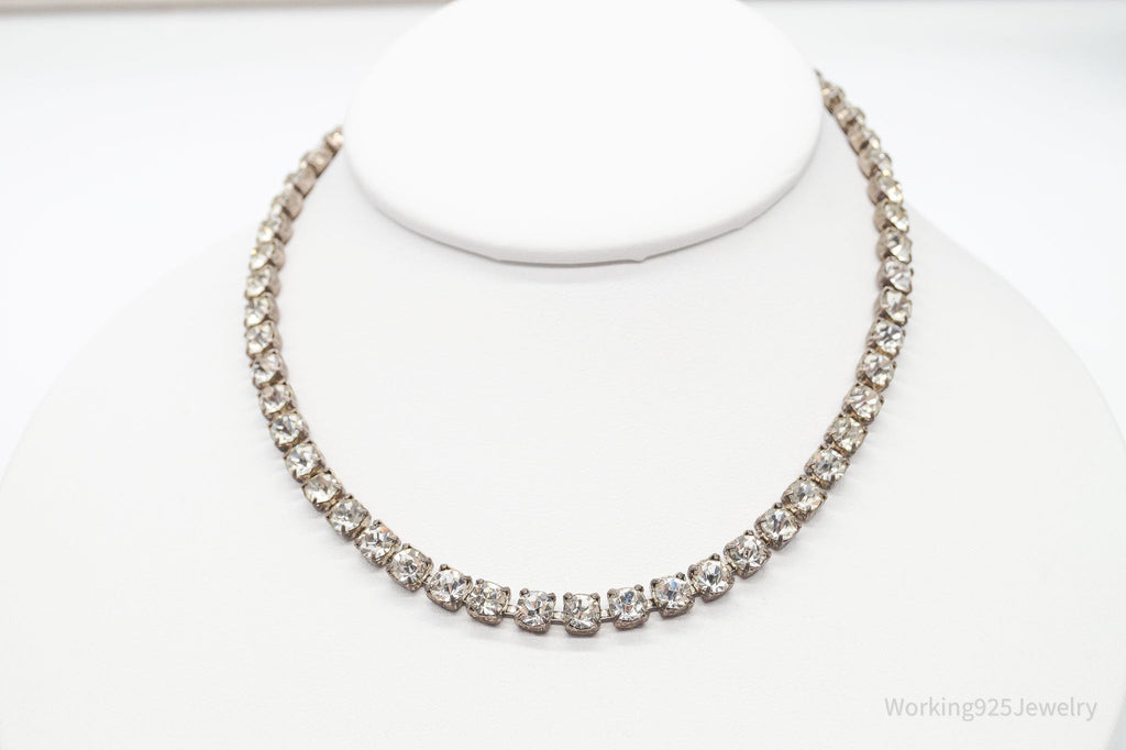Antique Rhinestone Sterling Silver Necklace 14" | Jewelry > Necklaces > Pendants | Wiccan Center
