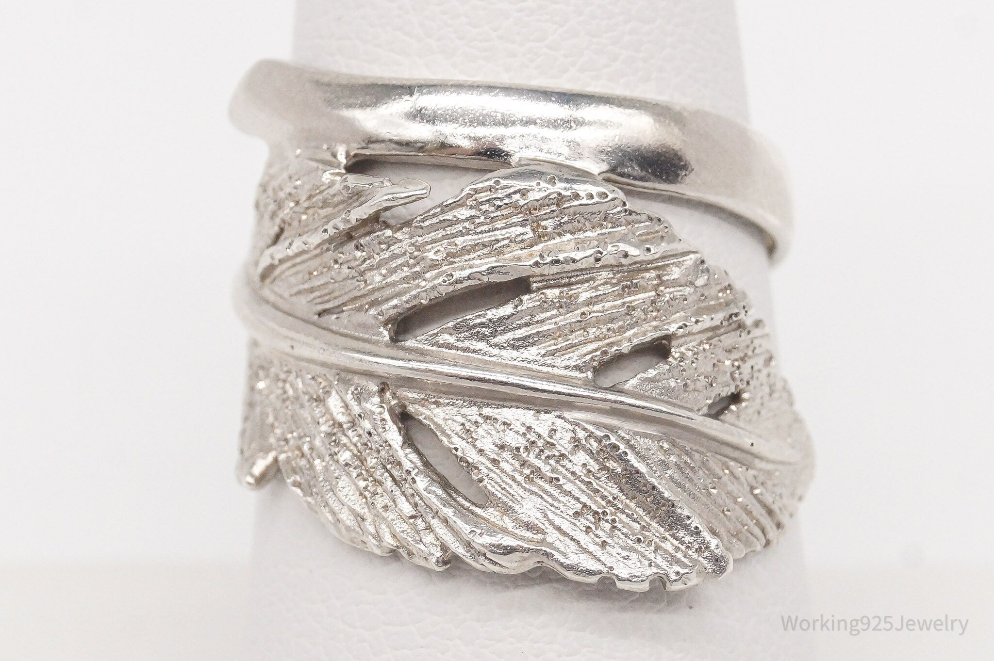 Vintage Italian Designer RCI Leaf Feather Sterling Silver Ring - Size 7.5 | Jewelry > Rings | Wiccan Center