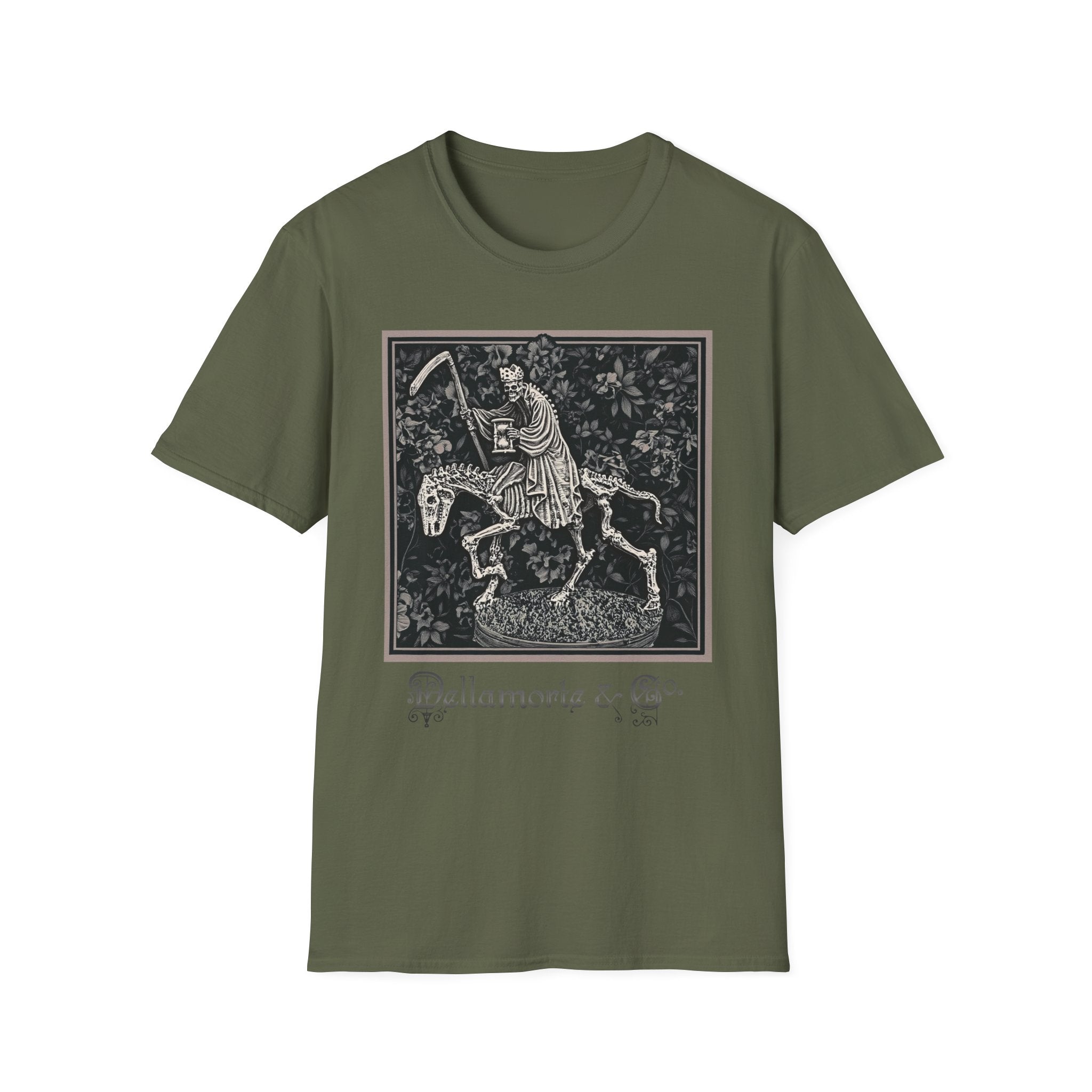 Triumph of Death Shirt | Grim Reaper Tee by Dellamorte | Four Horsemen Memento Mori Halloween Art T-Shirt | Dark Medieval Gothic Apparel