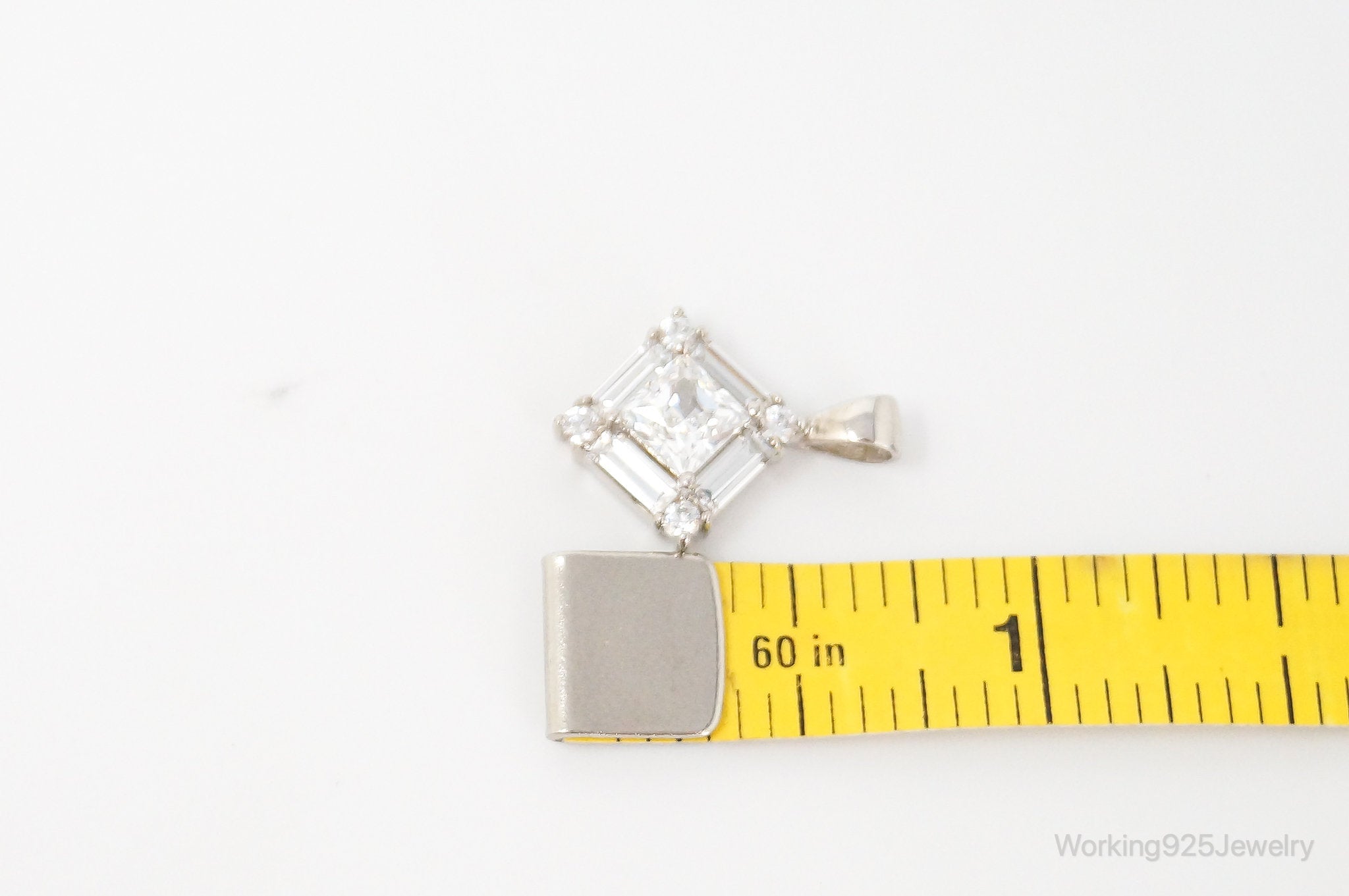 Vintage Art Deco Cubic Zirconia Sterling Silver Necklace Pendant | Jewelry > Necklaces > Pendants | Wiccan Center