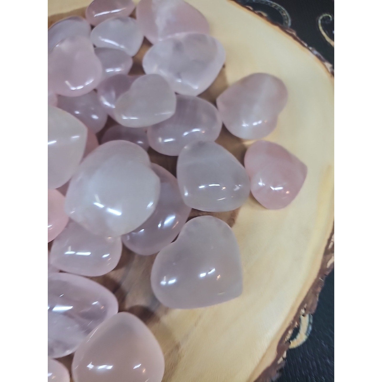 5Pcs Natural Pink Rose Quartz Crystal Heart Carved Palm Stone | Palm Stones & Tumbled Crystals | Wiccan Center