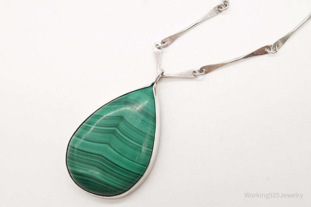 Vintage Large Malachite Sterling Silver Necklace | Jewelry > Necklaces > Pendants | Wiccan Center