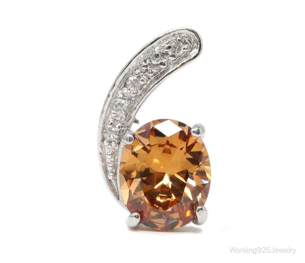 Vintage Art Deco Citrine Cubic Zirconia Sterling Silver Pendant | Jewelry > Necklaces > Pendants | Wiccan Center