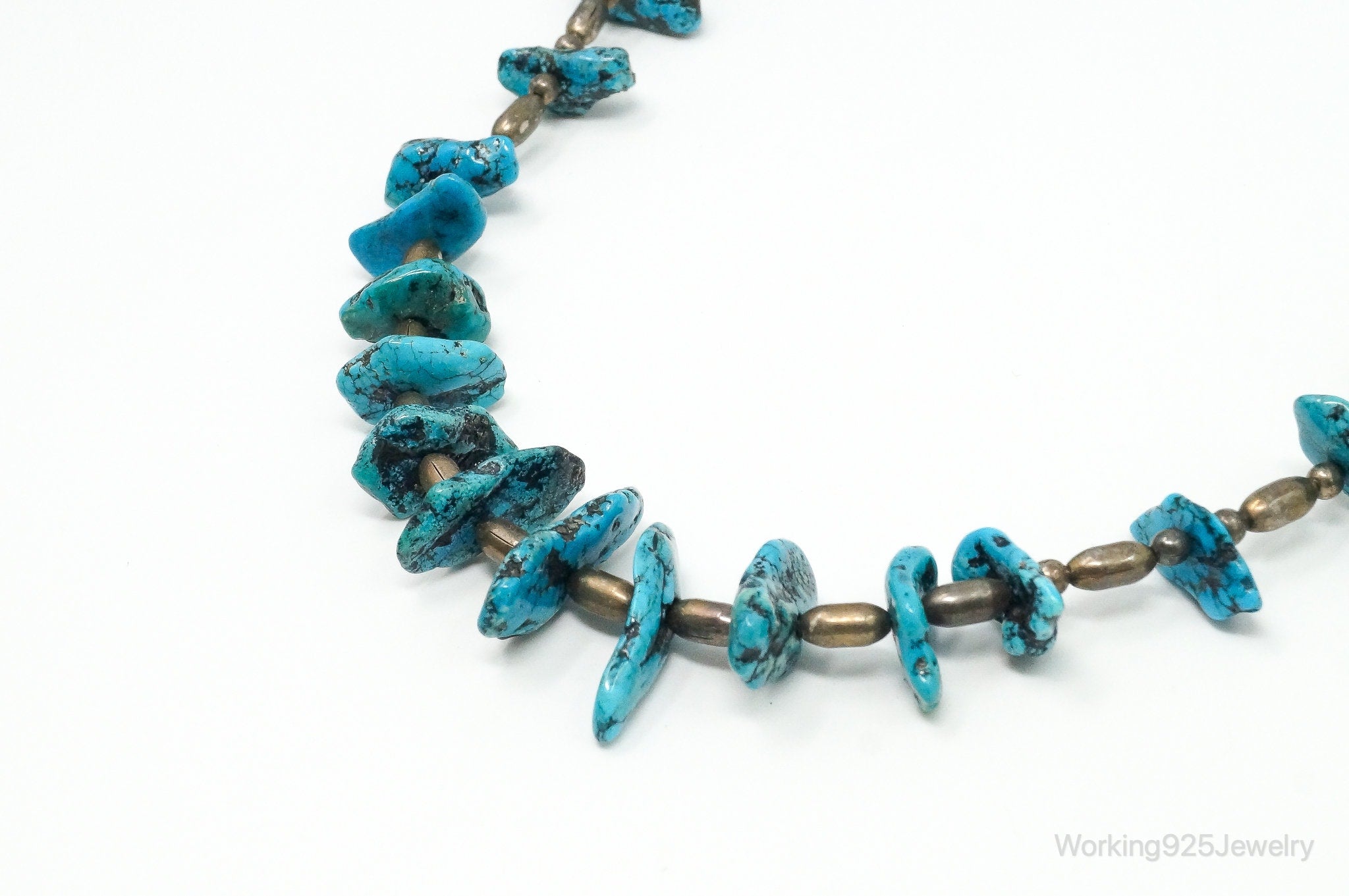Vintage Native American Turquoise Beaded Sterling Silver Necklace | Jewelry > Necklaces > Pendants | Wiccan Center