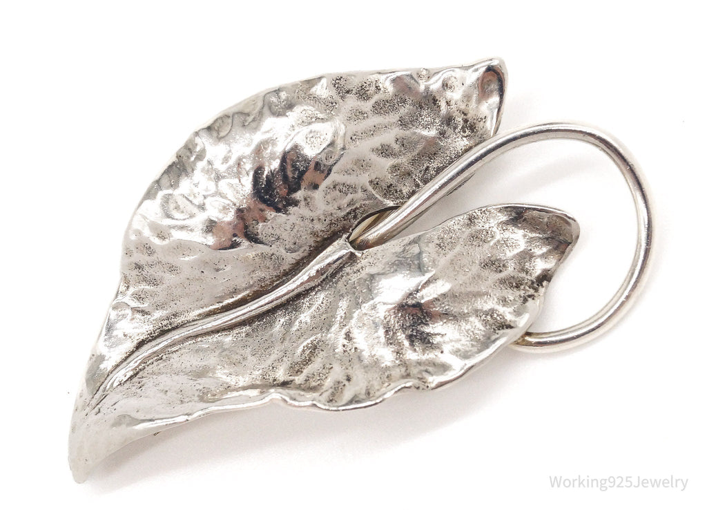 Large Antique Sterling Silver Leaf Pin Brooch | Jewelry > Brooches, Pins & Clips | Wiccan Center