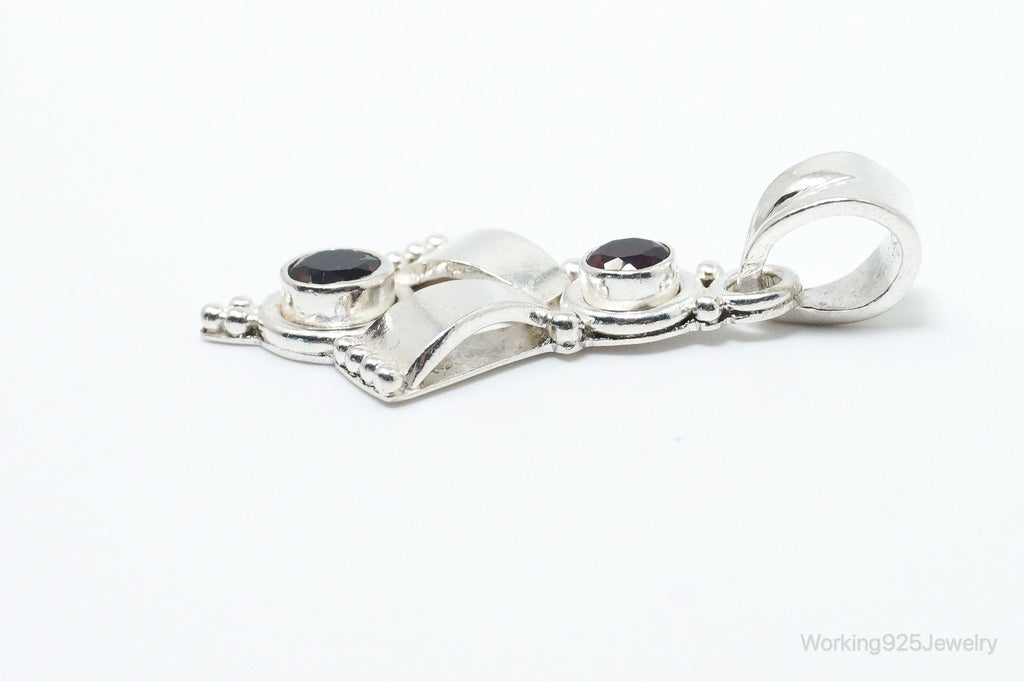 Vintage Garnet Bali Style Sterling Silver Dangle Pendant | Jewelry > Necklaces > Pendants | Wiccan Center