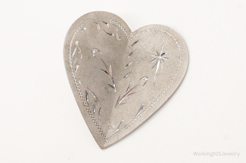 Large Antique Sterling Silver Heart Pendant | Jewelry > Necklaces > Pendants | Wiccan Center