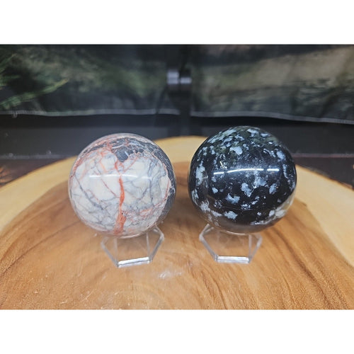 2Pcs A Set Of Natural Quartz Crystal Jasper Sphere Ball Polished 50-60mm &stand | Crystal Spheres & Eggs | Wiccan Center