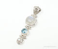 Large Designer SJ Blue Topaz Moonstone Pearl Sterling Necklace Pendant | Jewelry > Necklaces > Pendants | Wiccan Center