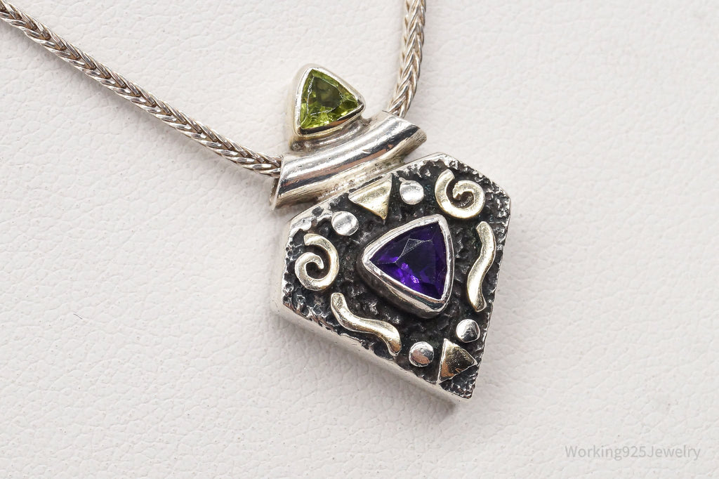 Vintage Amethyst Peridot Sterling Silver Necklace | Jewelry > Necklaces > Pendants | Wiccan Center