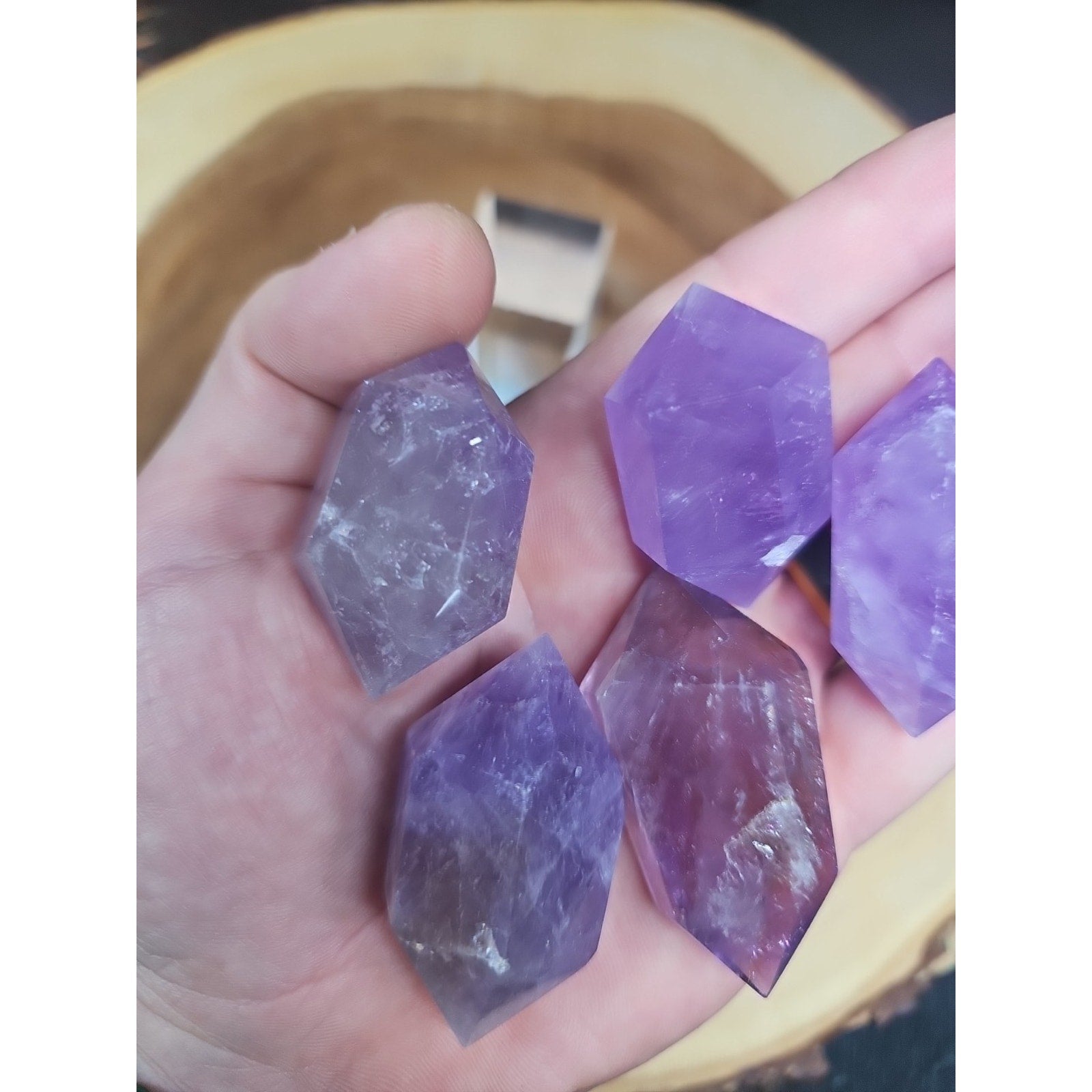 1each Natural Purple Amethyst Quartz Crystal Double Point Wand