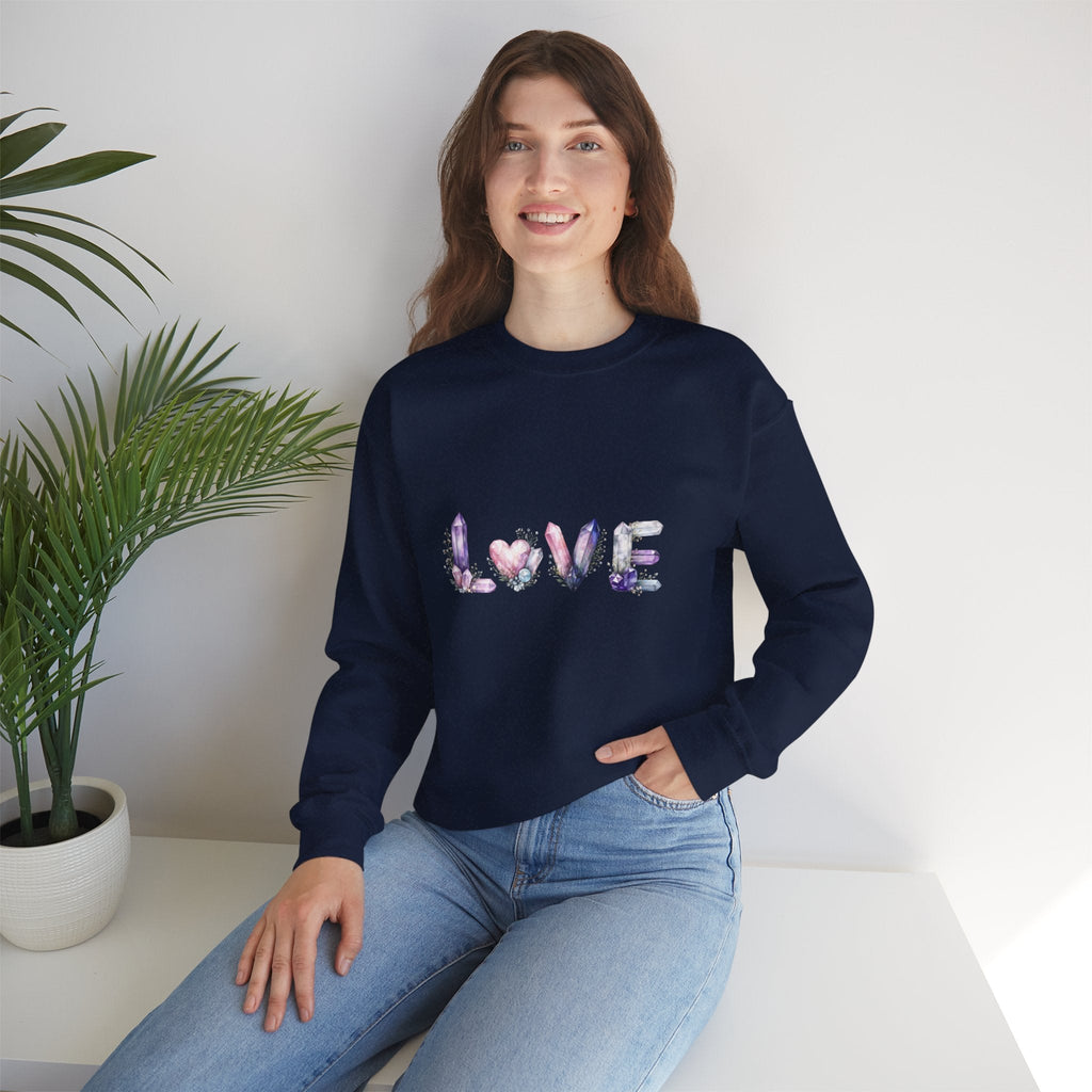 LOVE Crystal Letter Design | Sweatshirt | Wiccan Center