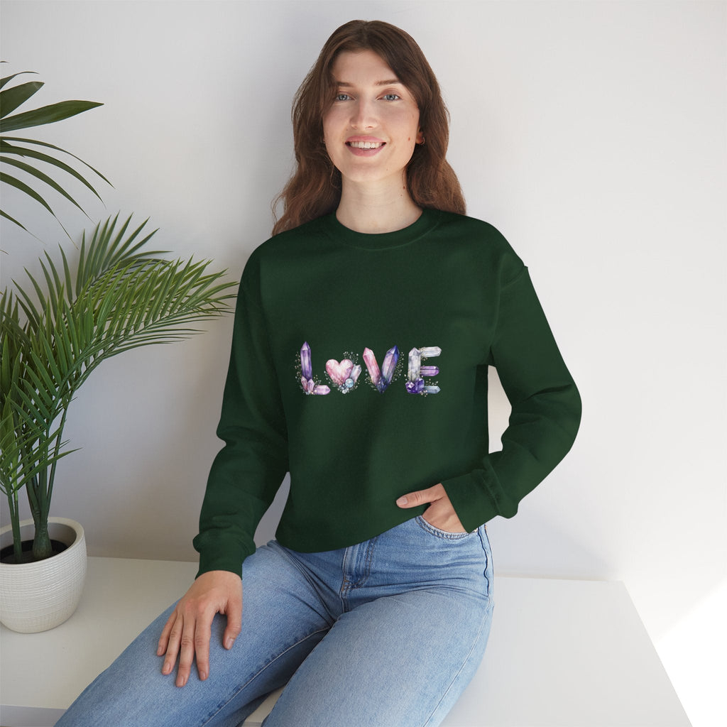 LOVE Crystal Letter Design | Sweatshirt | Wiccan Center