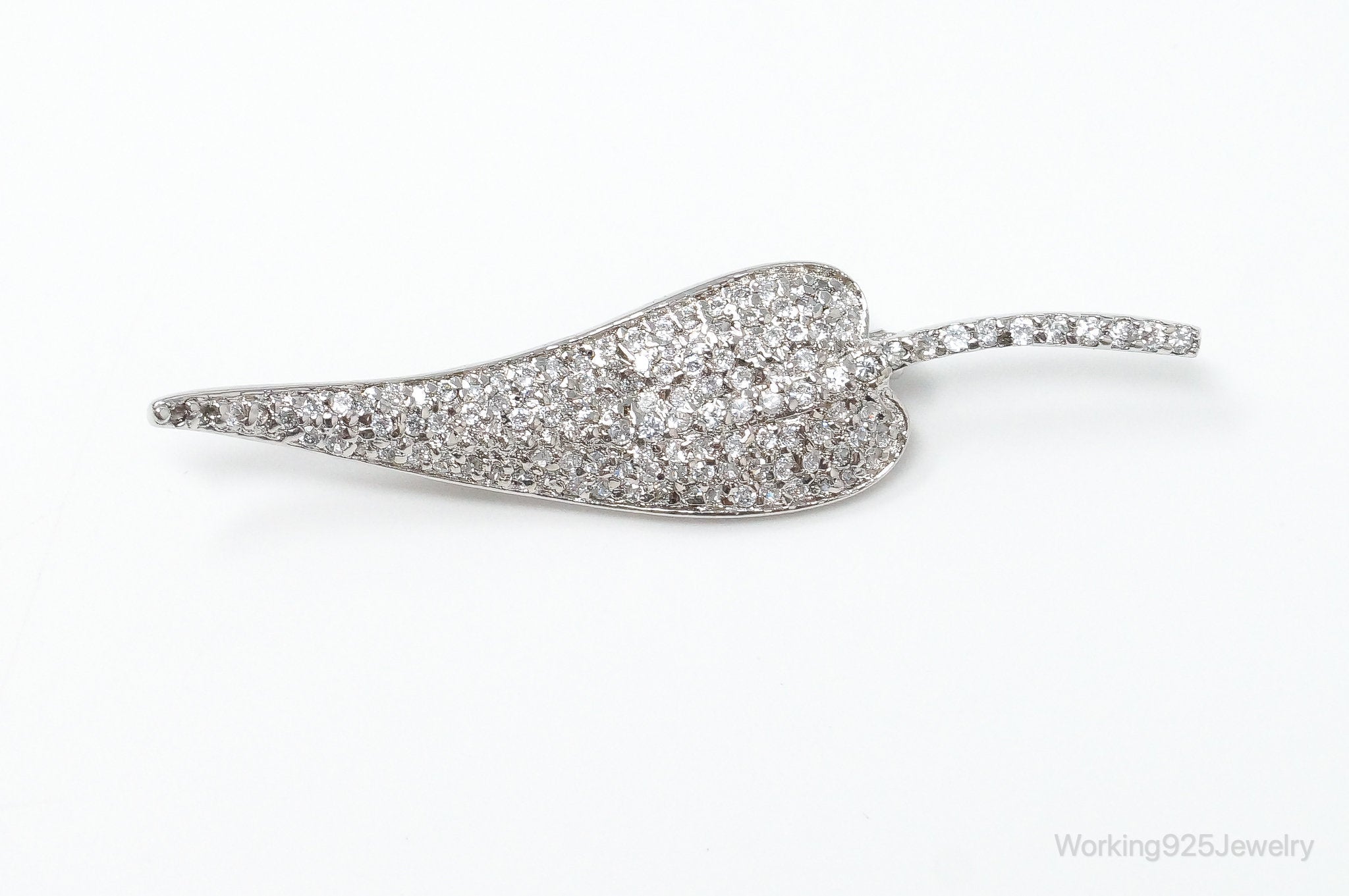 Vintage Cubic Zirconia Leaf Sterling Silver Brooch Pin | Jewelry > Brooches, Pins & Clips | Wiccan Center