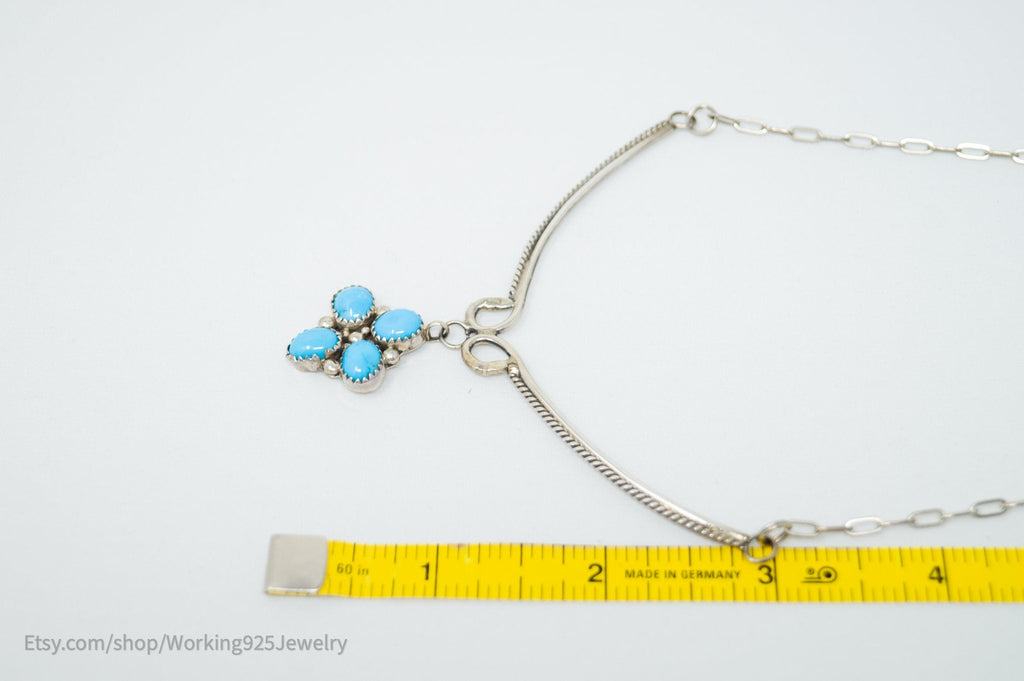 Vintage Native American Handmade KC Signed Turquoise Sterling Silver Necklace | Jewelry > Necklaces > Pendants | Wiccan Center