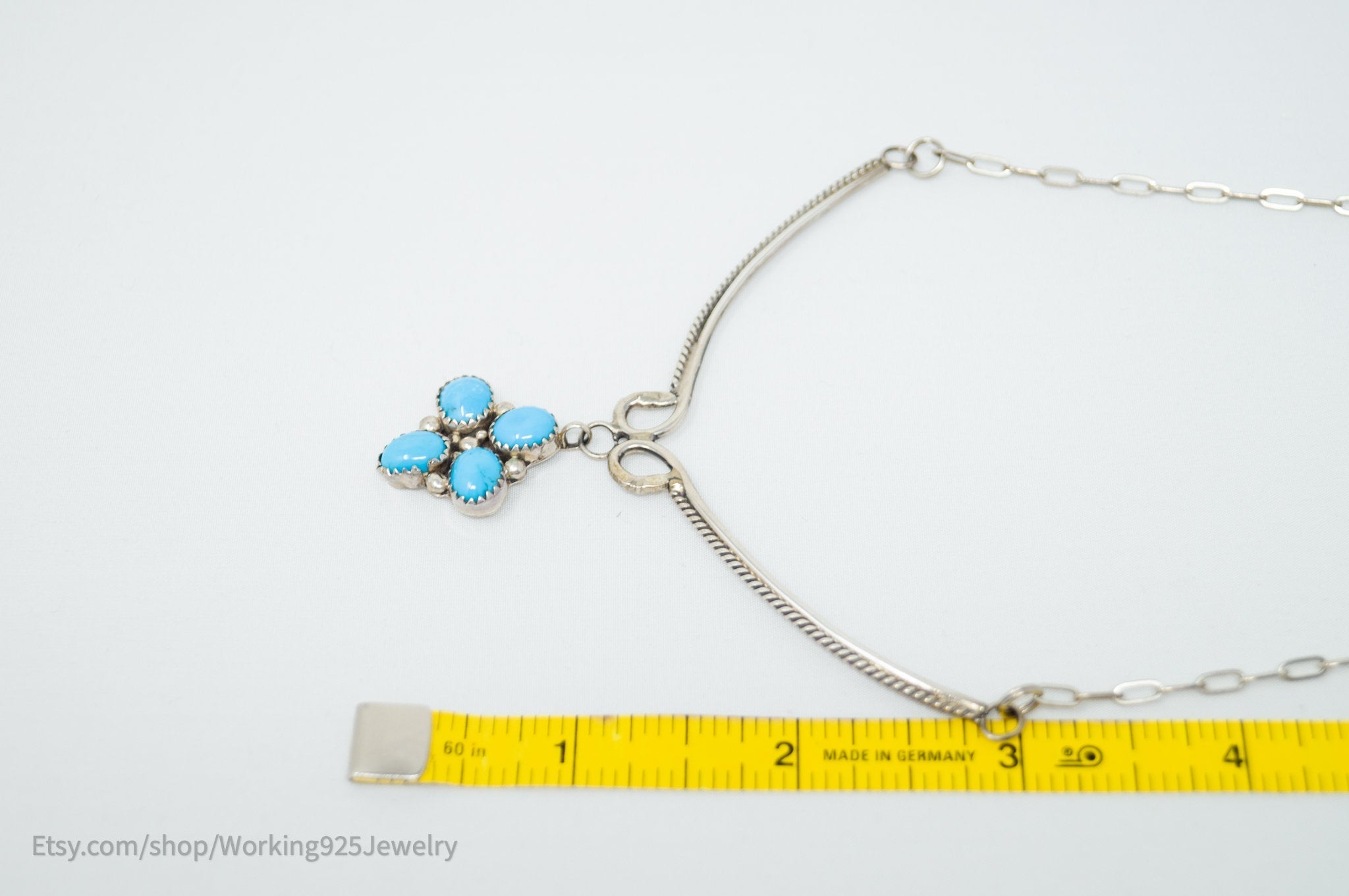 Vintage Native American Handmade KC Signed Turquoise Sterling Silver Necklace | Jewelry > Necklaces > Pendants | Wiccan Center