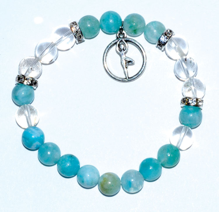 Hemimorphite & Quartz Yoga Bracelet | Jewelry-Bracelet | Wiccan Center