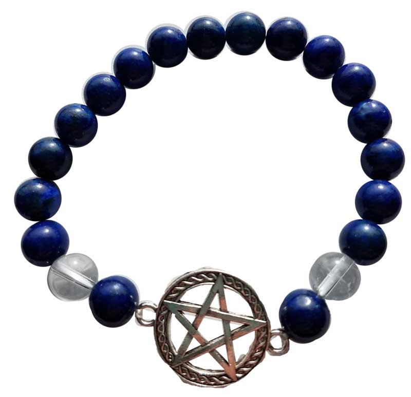 Lapis & Quartz Pentagram Bracelet | Jewelry-Bracelet | Wiccan Center
