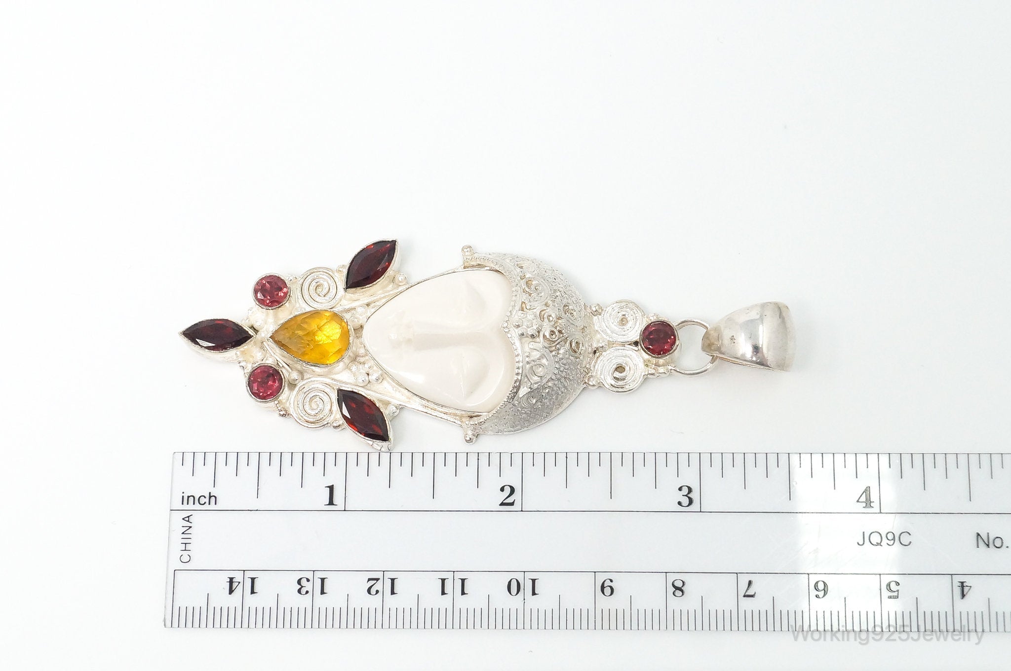 Large Vintage Goddess Multi Gem Sterling Silver Pendant | Jewelry > Necklaces > Pendants | Wiccan Center