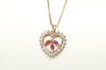 Vtg Ruby Simulated Heart Accented Rose Gold Vermeil Sterling Silver Necklace 18" | Jewelry > Necklaces > Pendants | Wiccan Center