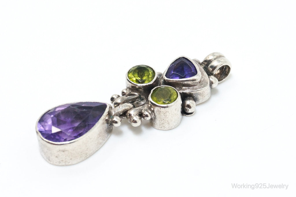 Vintage Amethyst Peridot Sterling Silver Bali Style Necklace Pendant | Jewelry > Necklaces > Pendants | Wiccan Center