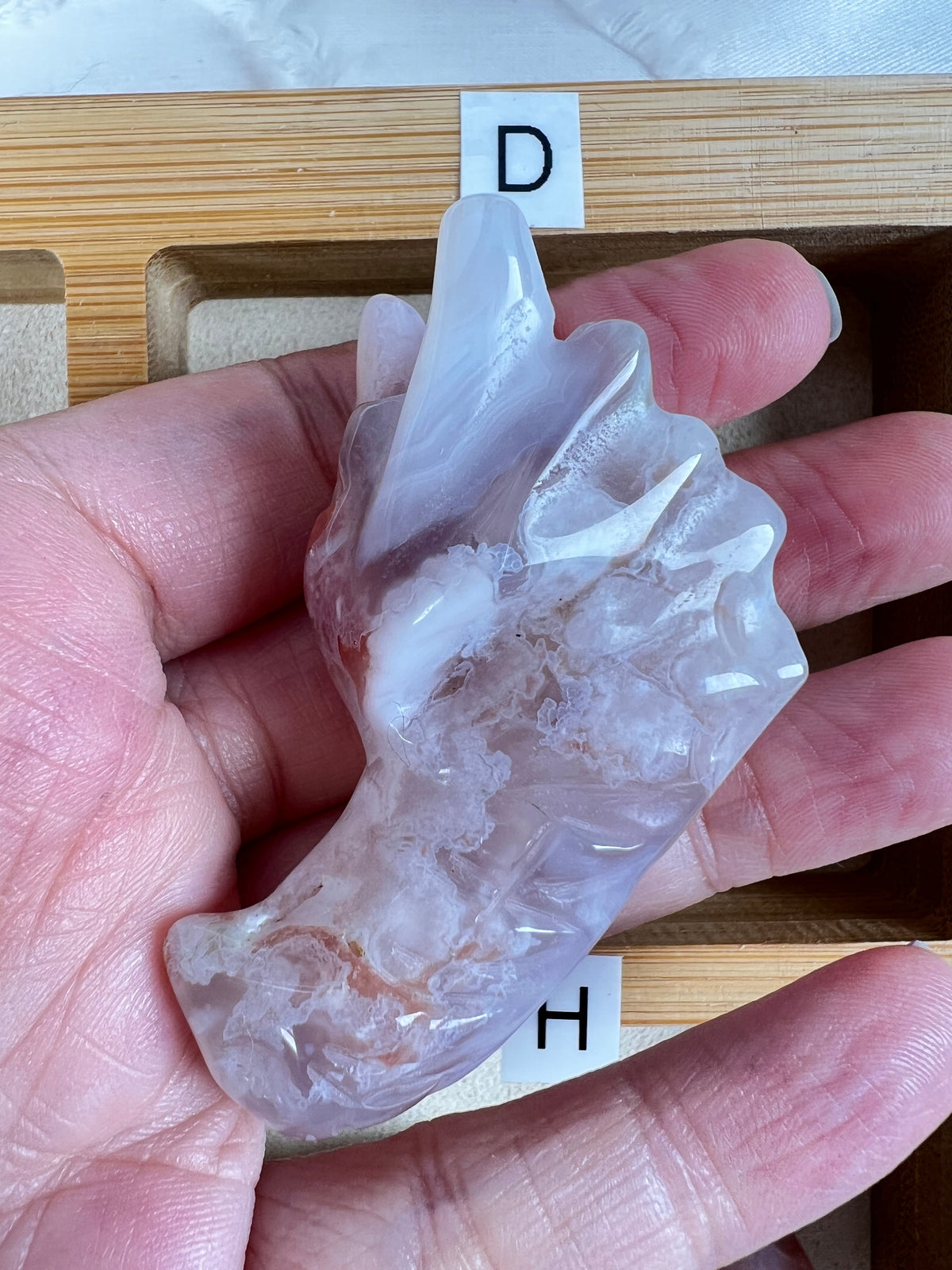 Beautiful Flower Agate Dragon for Confident Growth, 2 Inches
