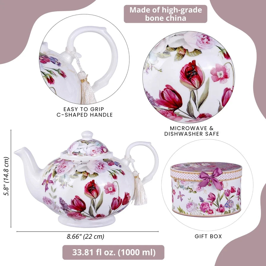 Tulips Fine China Teapot | Gifts | Wiccan Center