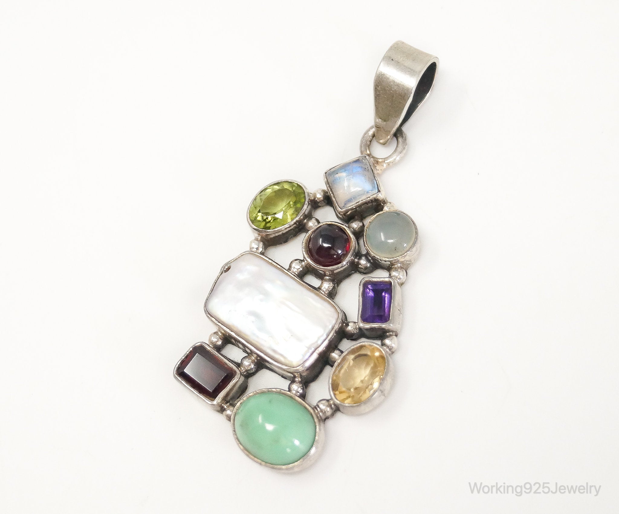 Vintage Multi Gem Sterling Silver Necklace Pendant | Jewelry > Necklaces > Pendants | Wiccan Center
