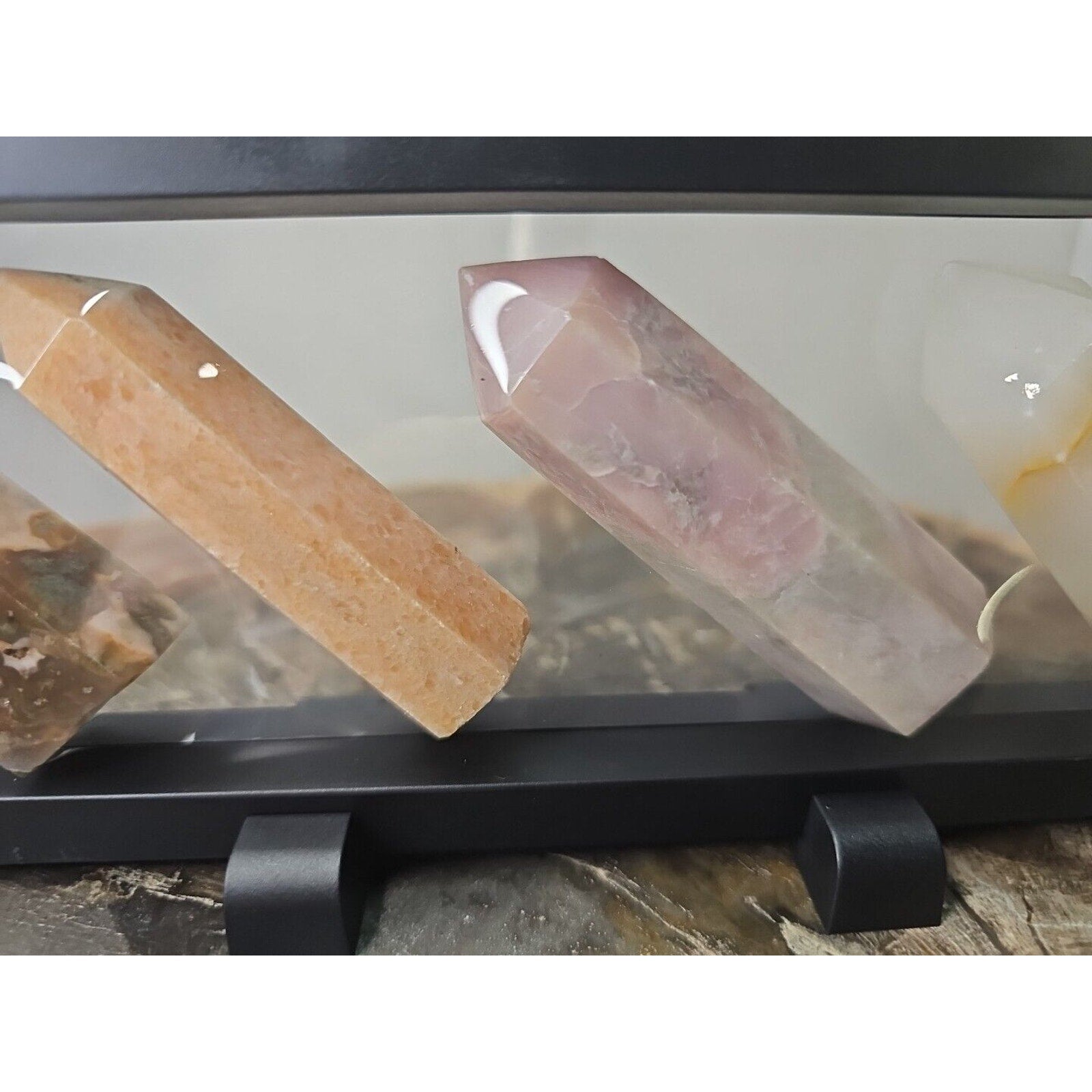Natural Agate Crystal Towers with Stand — 245g, 4-Piece Set | CrystalCloud Company