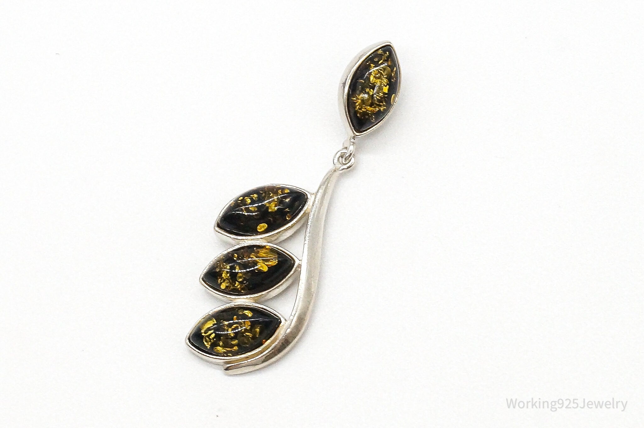 Vintage Amber Modernist Sterling Silver Necklace Pendant | Jewelry > Necklaces > Pendants | Wiccan Center