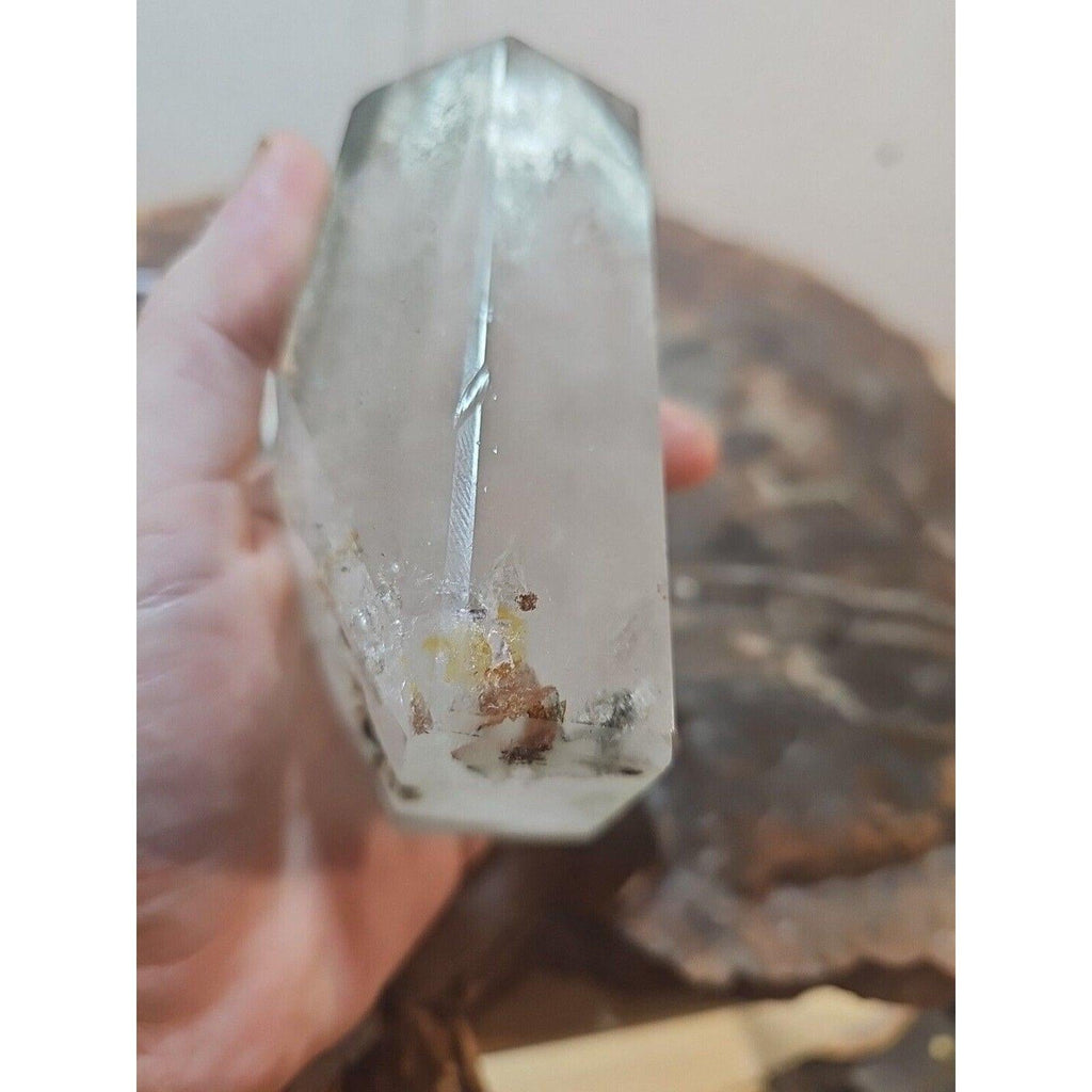 Madagascar Green Ghost Phantom Quartz Obelisk - 1.73LB Vitreous Healing Point | CrystalCloud Company | Crystal Points & Towers | Wiccan Center