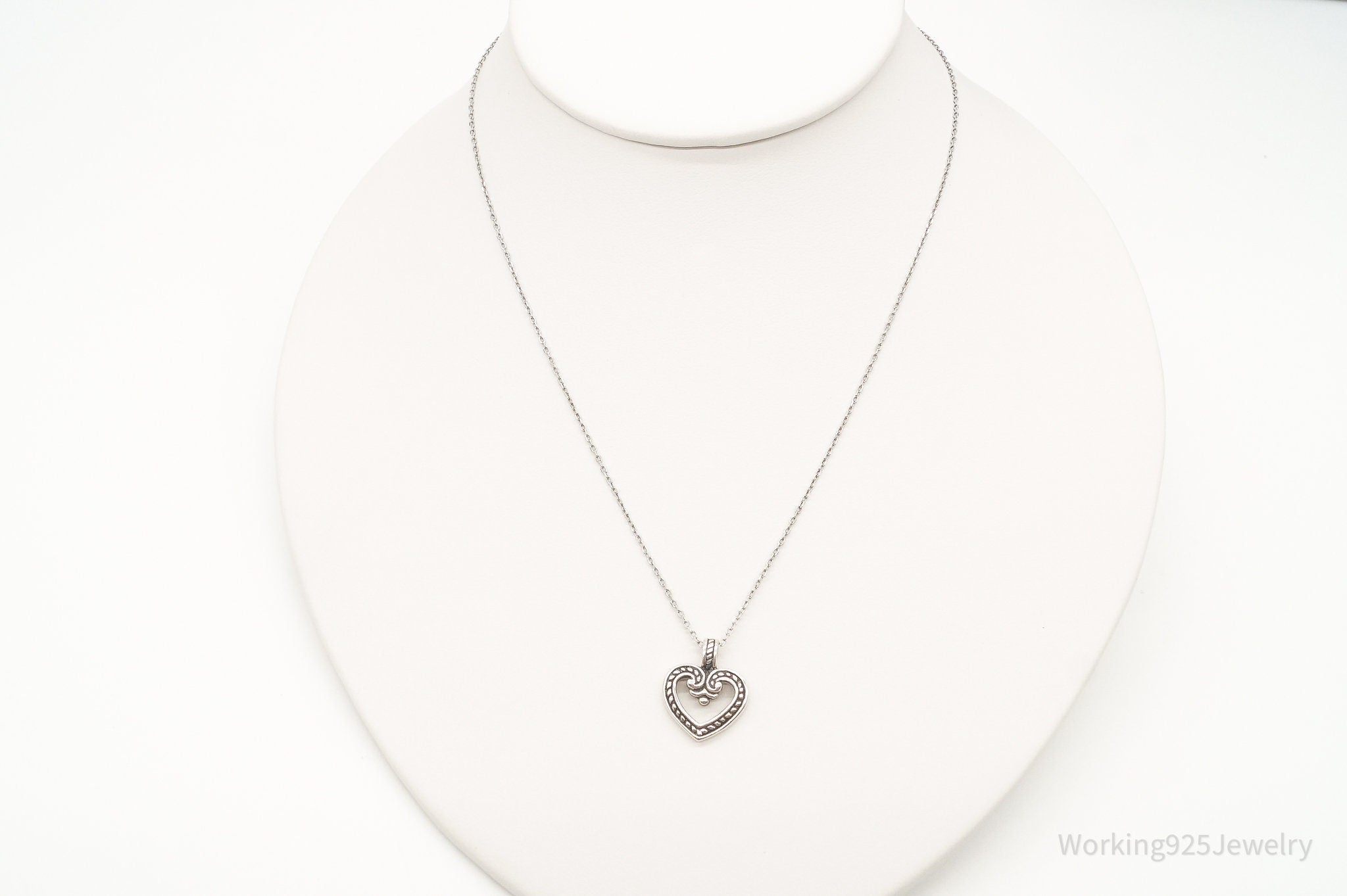 Vintage Designer ATI Art Deco Open Heart Sterling Silver Necklace | Jewelry > Necklaces > Pendants | Wiccan Center