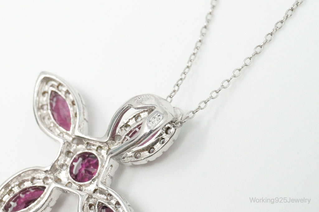 Large Rhodolite Garnet Cubic Zirconia Sterling Silver Necklace | Jewelry > Necklaces > Pendants | Wiccan Center