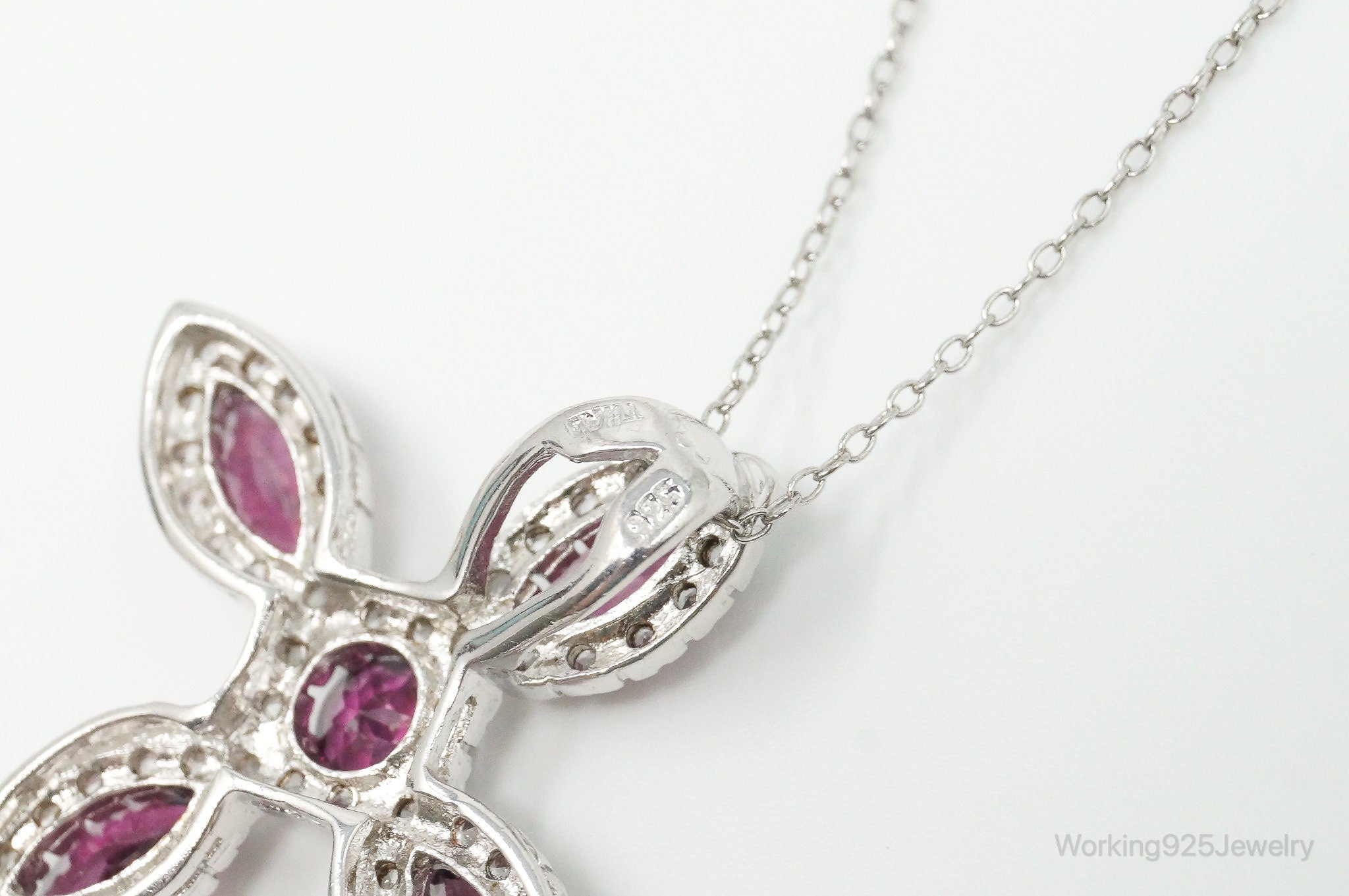 Large Rhodolite Garnet Cubic Zirconia Sterling Silver Necklace | Jewelry > Necklaces > Pendants | Wiccan Center