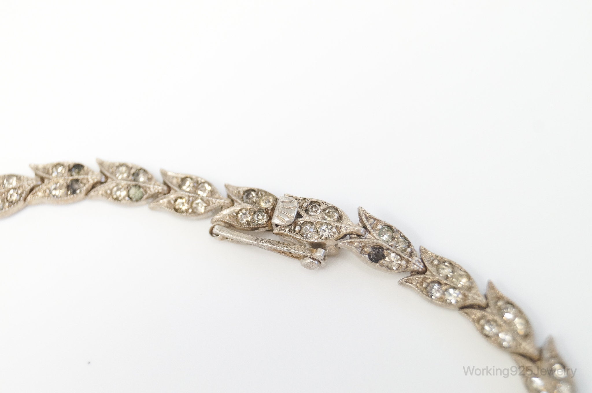 Antique Tulip Flowers Rhinestone Sterling Silver Bib Necklace | Jewelry > Necklaces > Pendants | Wiccan Center