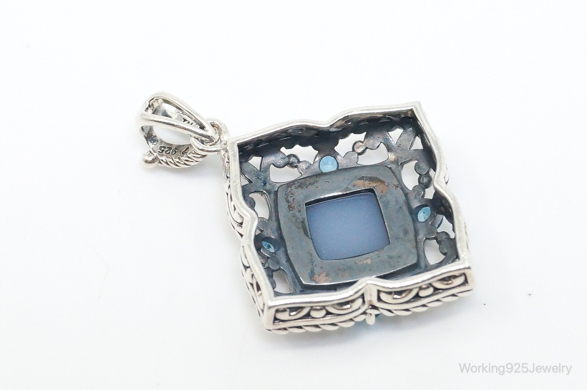 Vintage Druzy Quartz Blue Topaz Sterling Silver Necklace Pendant | Jewelry > Necklaces > Pendants | Wiccan Center