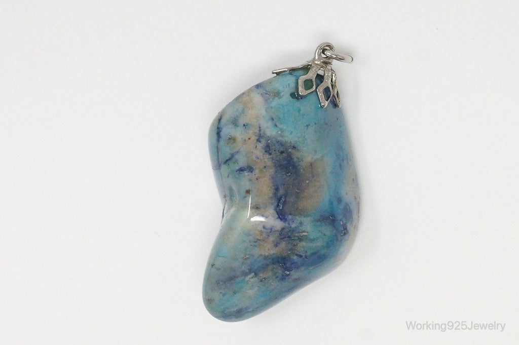 Vintage Large Blue Agate Necklace Pendant | Jewelry > Necklaces > Pendants | Wiccan Center
