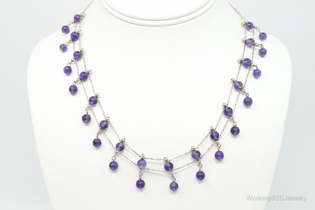 Vintage Double Strand Amethyst Sterling Silver Necklace | Jewelry > Necklaces > Pendants | Wiccan Center