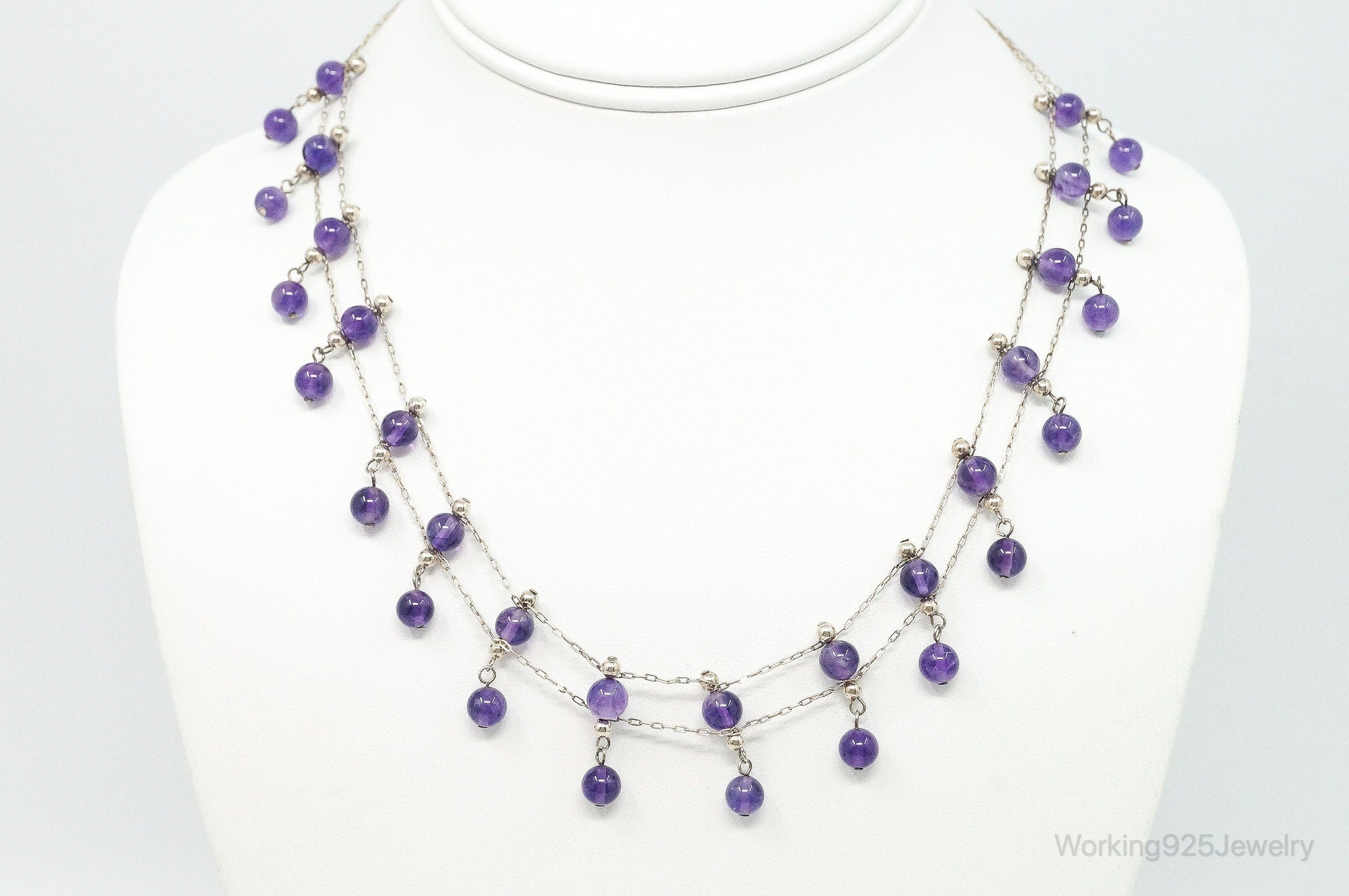 Vintage Double Strand Amethyst Sterling Silver Necklace | Jewelry > Necklaces > Pendants | Wiccan Center