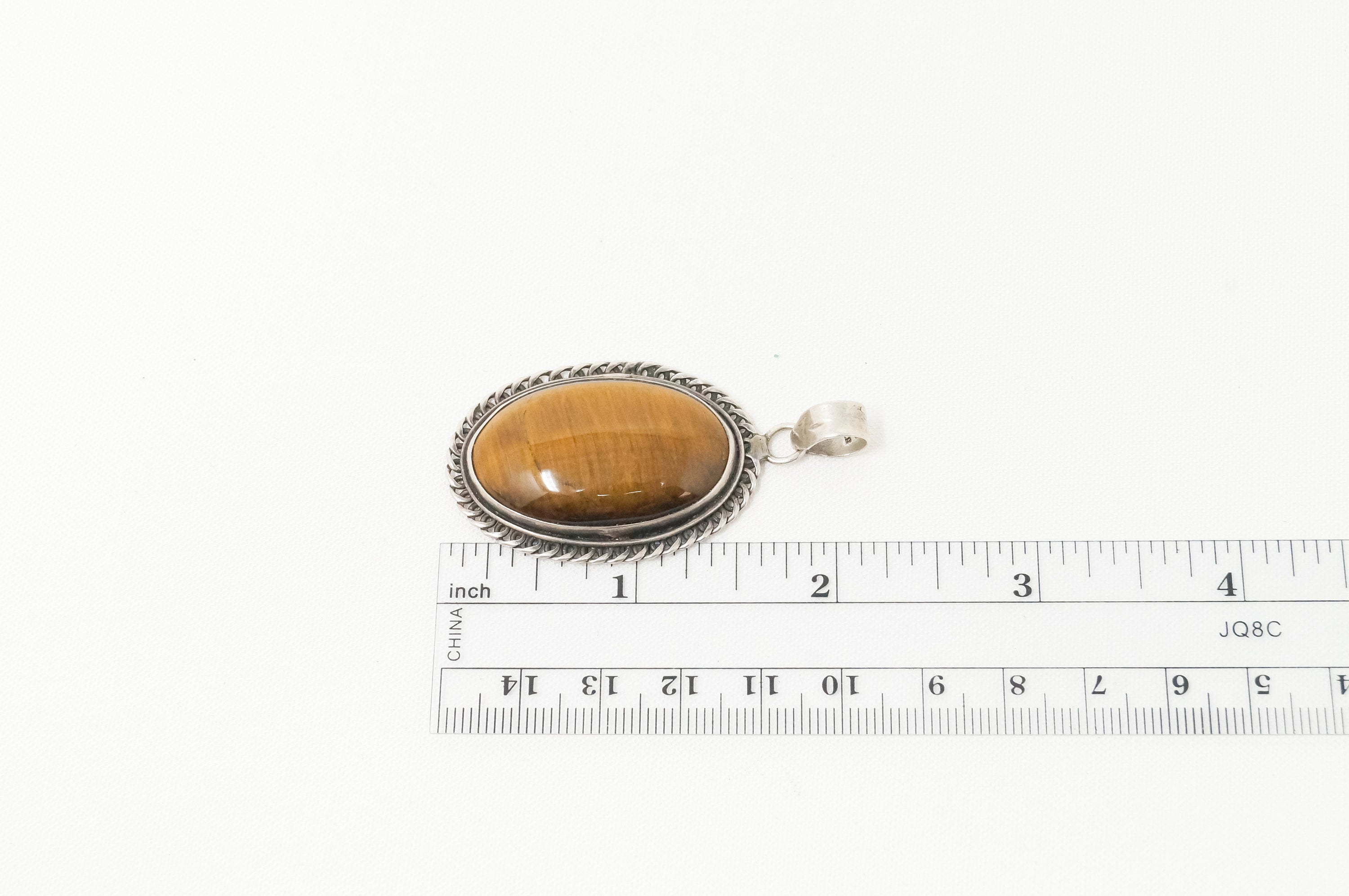 Vintage Large Southwestern Tigers Eye Sterling Silver Necklace Pendant | Jewelry > Necklaces > Pendants | Wiccan Center