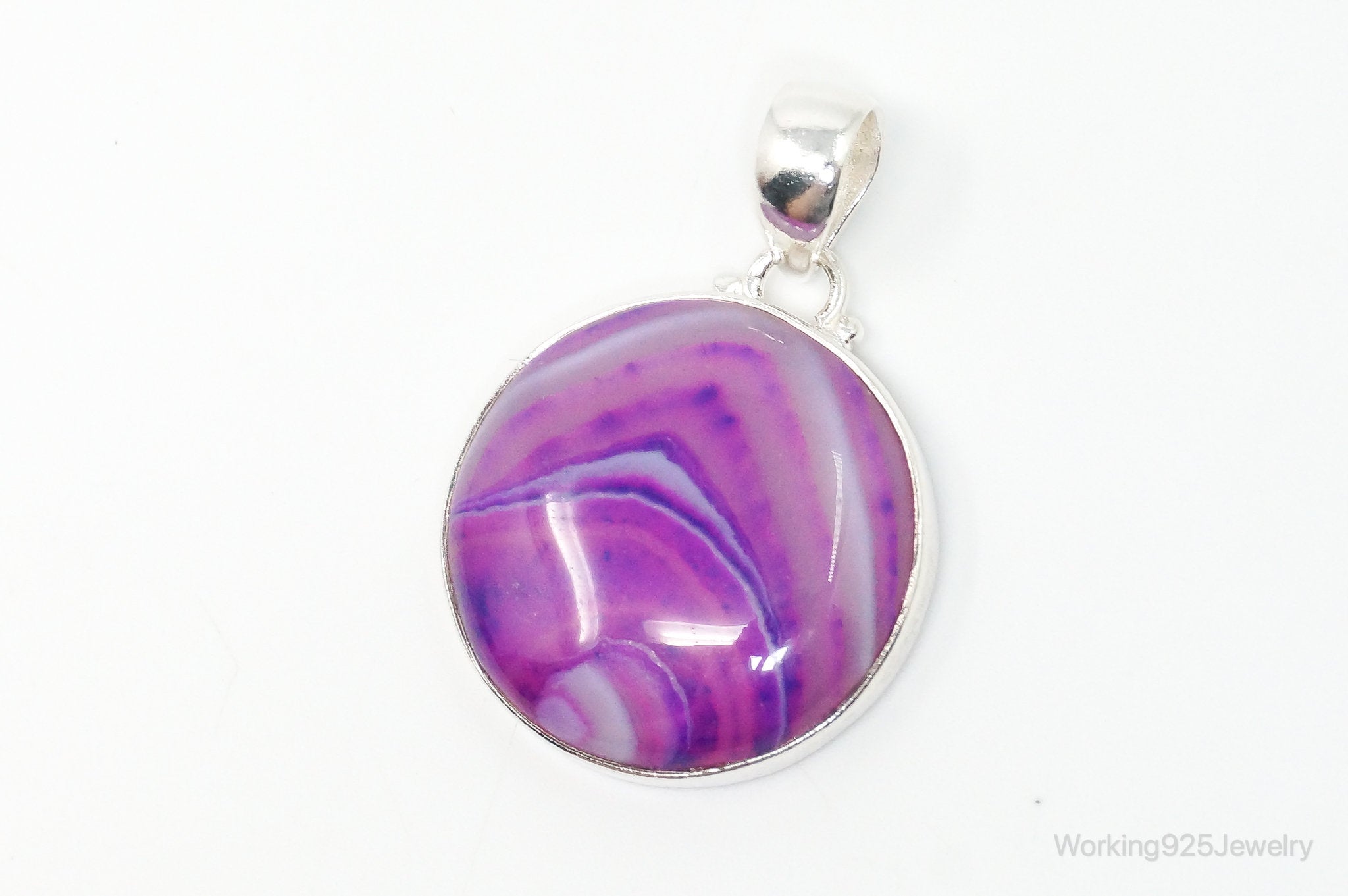 Vintage Designer TGGC Large Pink Agate Sterling Silver Necklace Pendant | Jewelry > Necklaces > Pendants | Wiccan Center