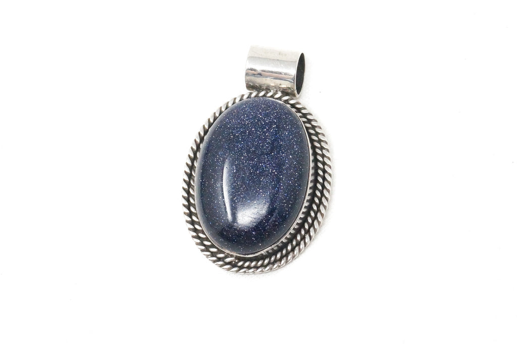 Vintage Handmade Blue Goldstone Sterling Silver Southwestern Necklace Pendant | Jewelry > Necklaces > Pendants | Wiccan Center