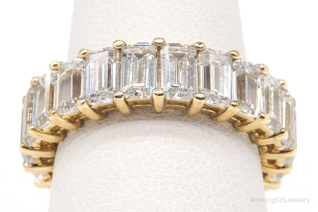 Vintage Cubic Zirconia Gold Vermeil Sterling Silver Band Ring - Size 7 | Jewelry > Rings | Wiccan Center