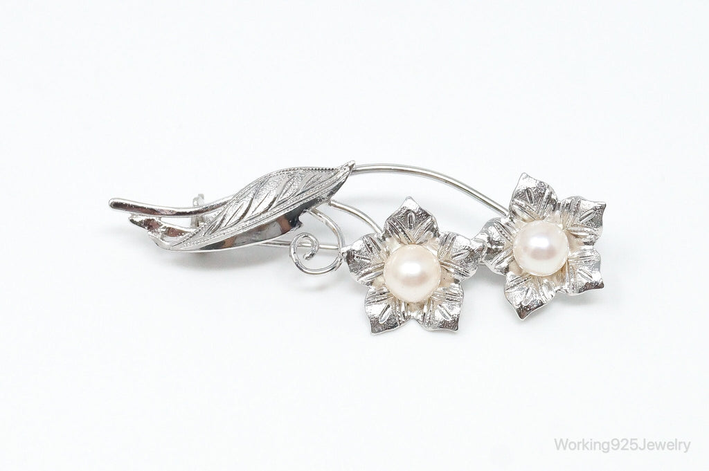 Antique Floral Pearl Sterling Silver Brooch Pin | Jewelry > Brooches, Pins & Clips | Wiccan Center