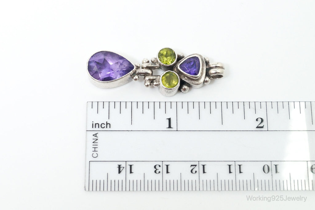 Vintage Amethyst Peridot Sterling Silver Bali Style Necklace Pendant | Jewelry > Necklaces > Pendants | Wiccan Center