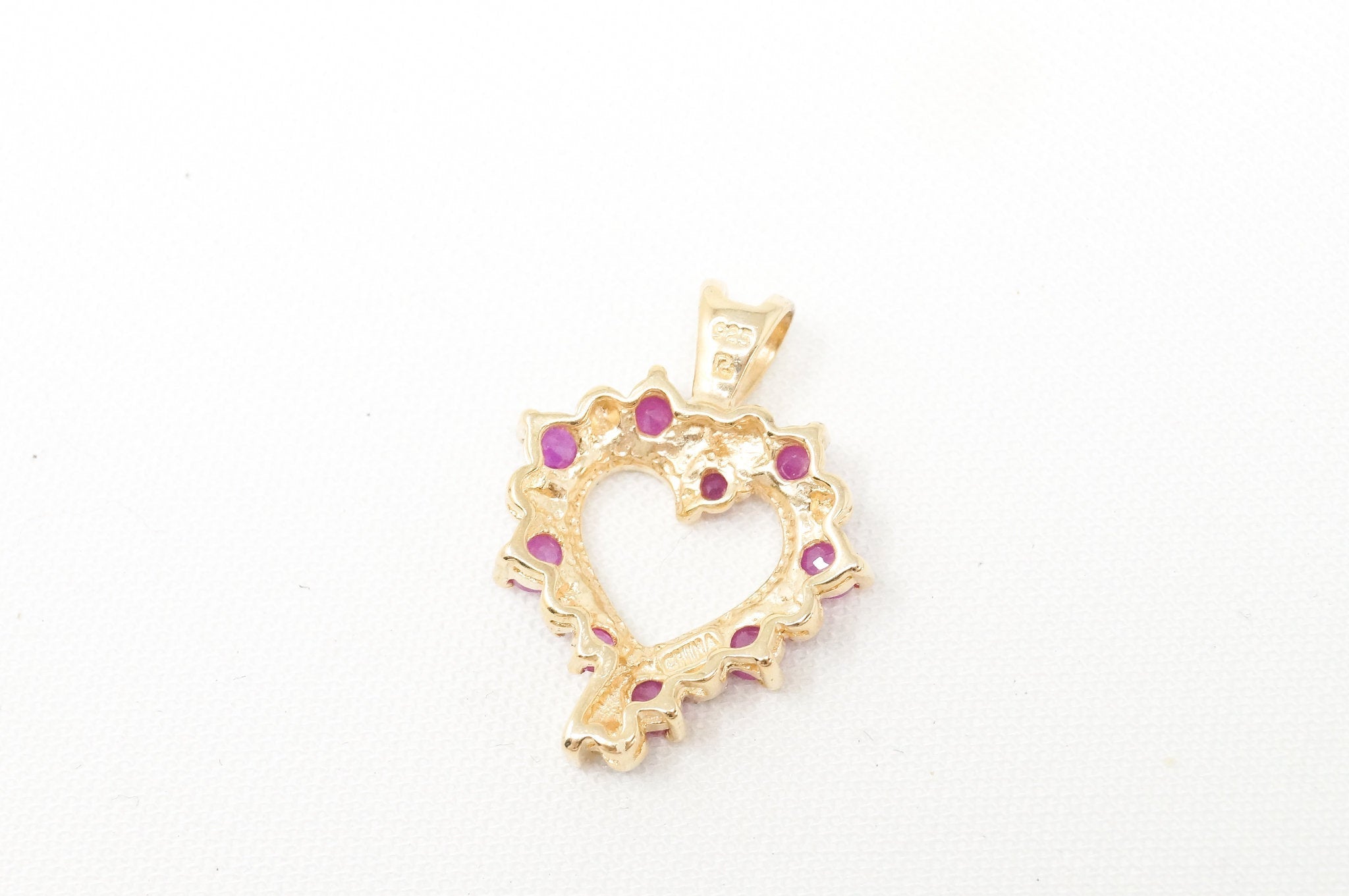 Vintage Ruby Heart Cubic Zirconia Gold Vermeil Sterling Silver Necklace Pendant | Jewelry > Necklaces > Pendants | Wiccan Center