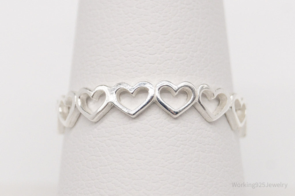 Vintage STE BEE Open Hearts Pattern Sterling Silver Band Ring - Size 8.75 | Jewelry > Rings | Wiccan Center