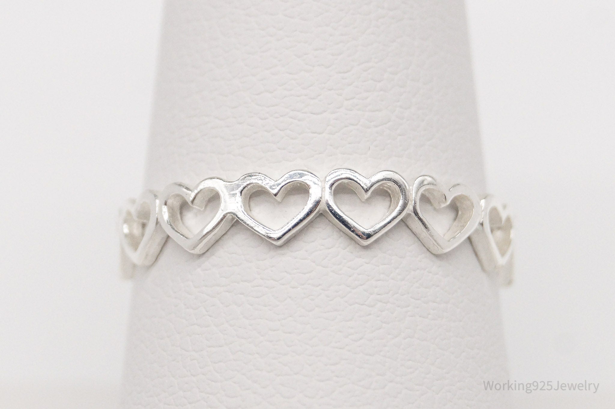 Vintage STE BEE Open Hearts Pattern Sterling Silver Band Ring - Size 8.75 | Jewelry > Rings | Wiccan Center