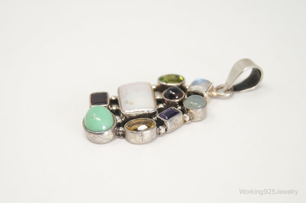 Vintage Multi Gem Sterling Silver Necklace Pendant | Jewelry > Necklaces > Pendants | Wiccan Center