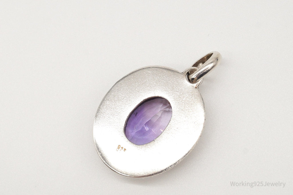 Large Vintage Amethyst Two Tone Sterling Silver Pendant | Jewelry > Necklaces > Pendants | Wiccan Center